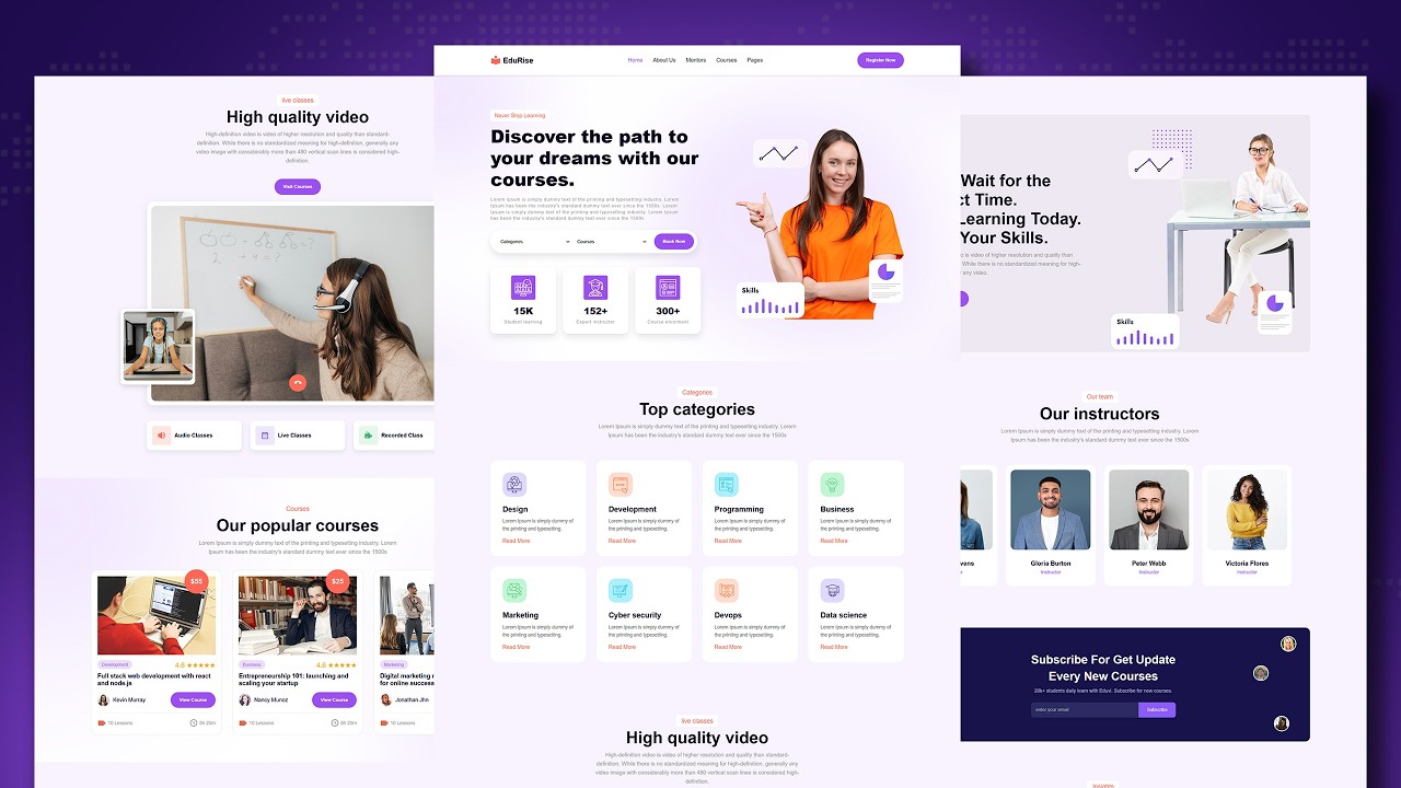 Create A Responsive  Education Website Design - HTML / CSS  / JavaScript From Scratch