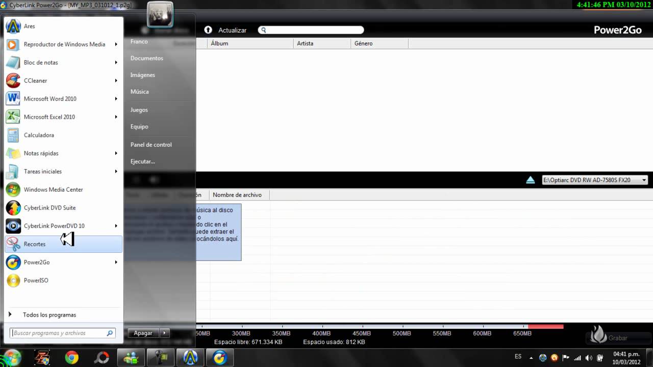 Como grabar cd mp3 con Power2go