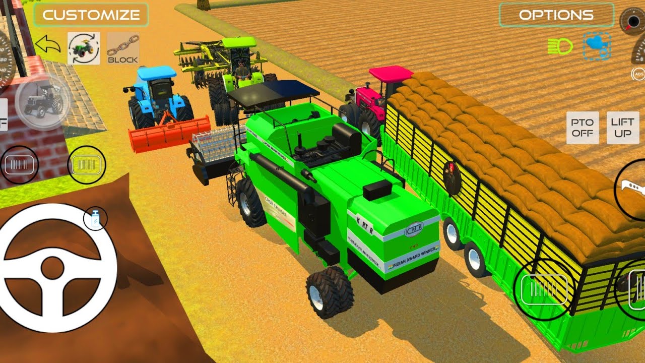 Indian tractors farming in farm 