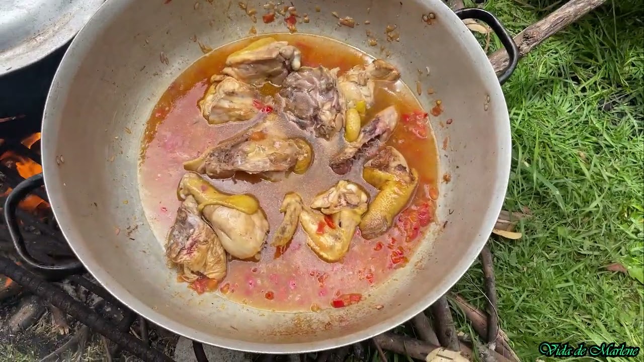 Exquisito seco de pollo hecho en leña
