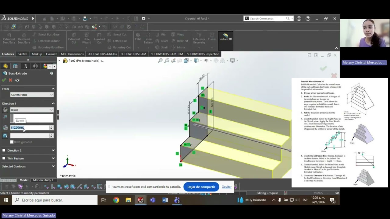Ejercicio #2 de la practica #1 | Cad Avanzado - Melany Mercedes 