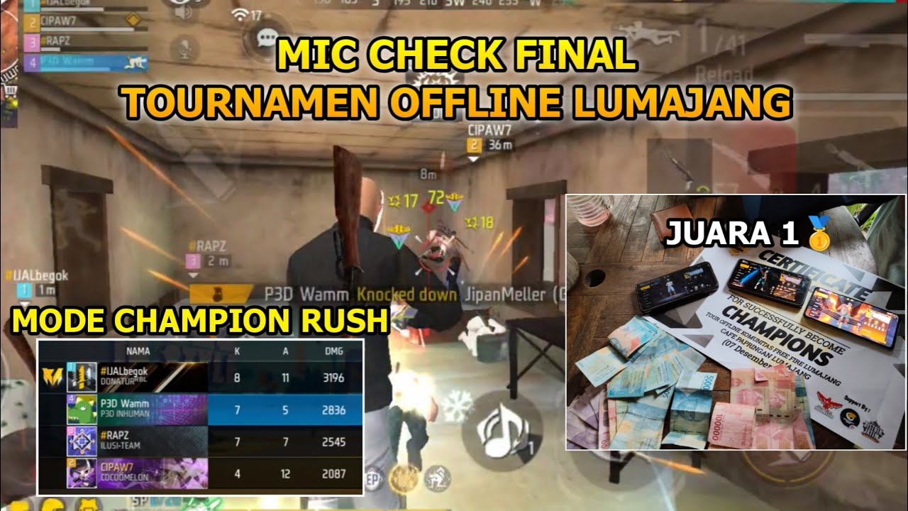 HIGHLIGHT MIC CHECK FINAL TOUR OFFLINE LUMAJANG!! J1 CHAMPION RUSH!! FULL TERIAKK!! - FREE FIRE