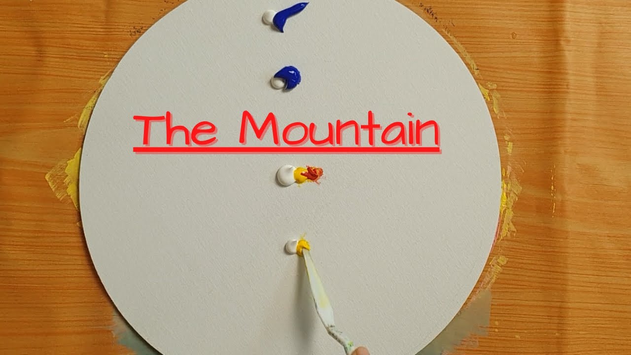 Round canvas painting | Mountain painting | Easy acrylic painting for beginners