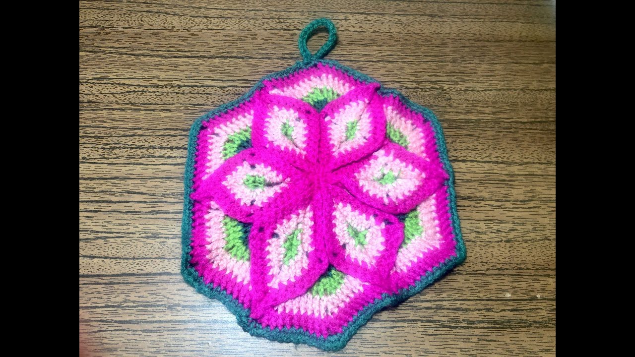Красивая прихватка на 8 марта крючком/Beautiful crochet potholder for March 8