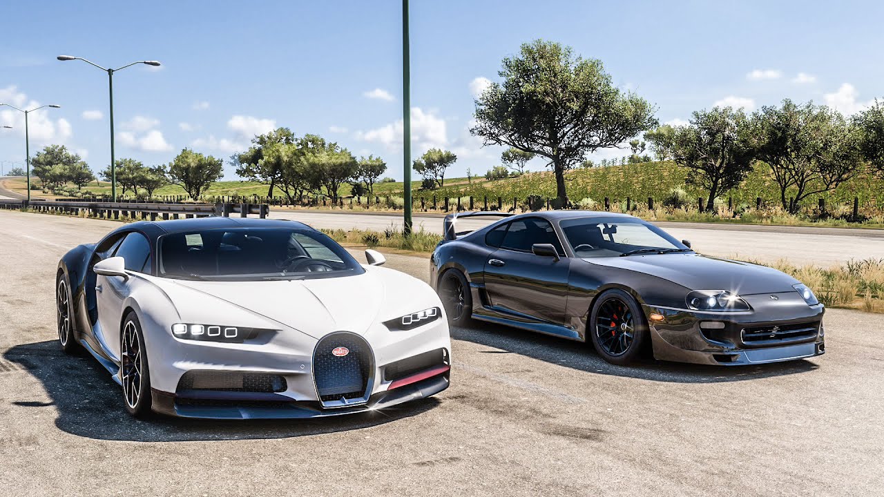 Forza Horizon 5 Drag race: Bugatti Chiron vs Toyota Supra RZ 1200HP