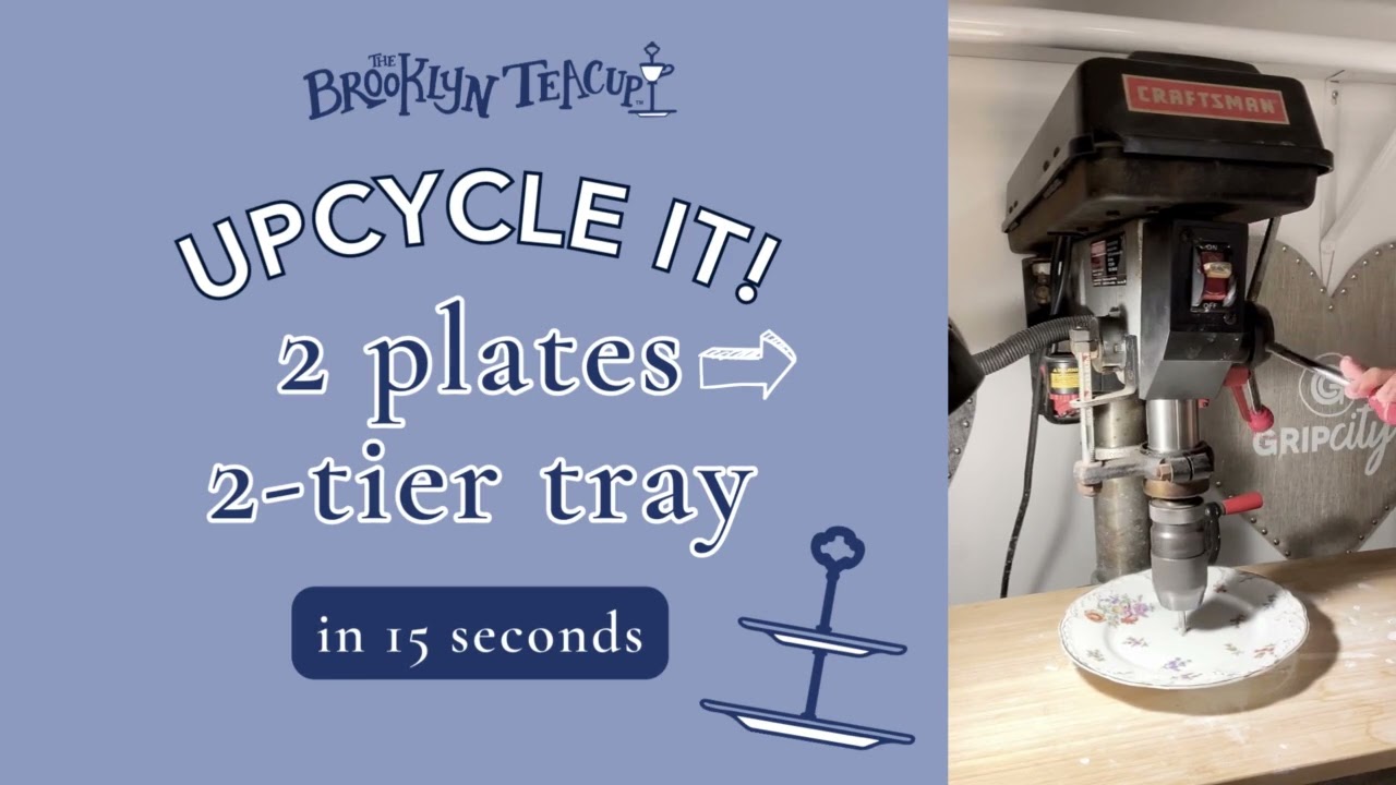 Old china plates, upcycled & transformed into a 2-Tier serving tray