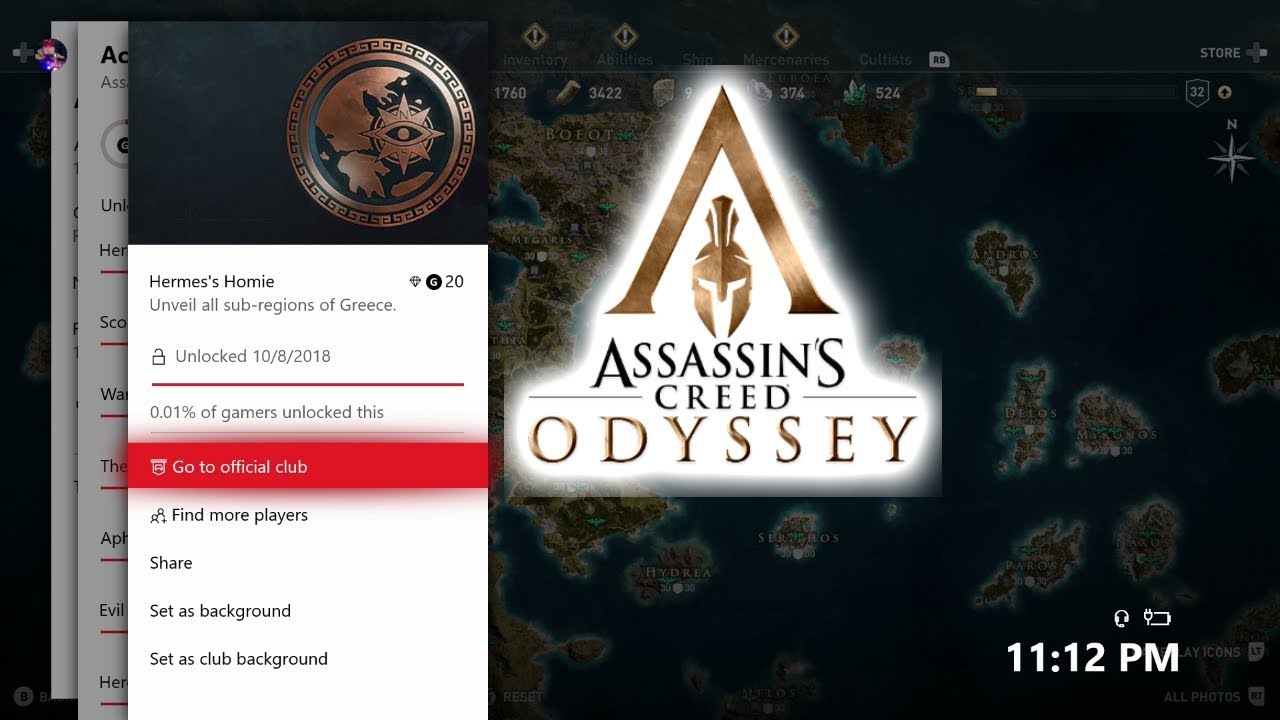 Assassin's Creed Odyssey Herme's Homie Achievement/Trophy (Unveil all sub-regions of Greece)