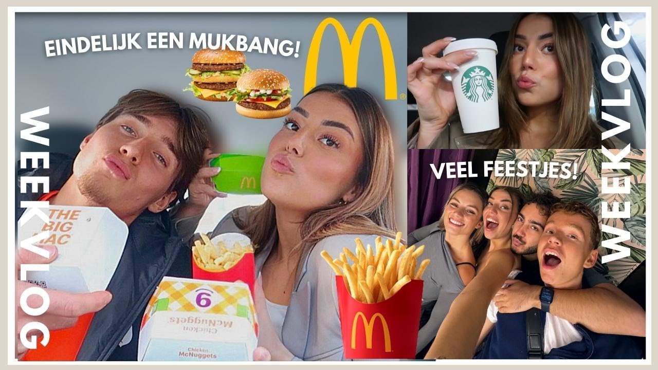 MACCIE Mukbang Met STAN!!🍔🍟 Veel ADE Party's🕺 Starbuck Drankjes Proberen ☕️ & Veel Pakketjes! 😍