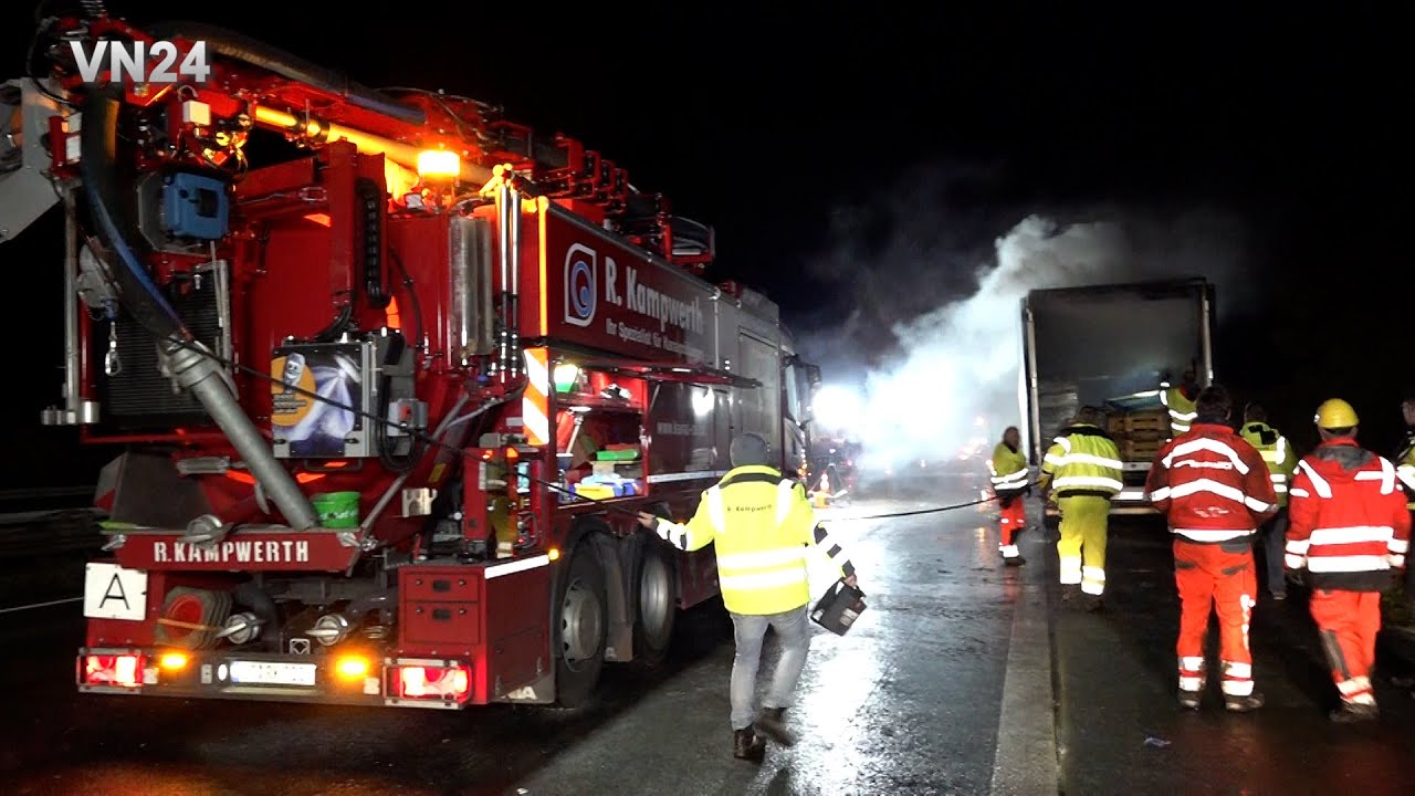VN24 — Пожар грузовика на А2 стал причиной ужасной аварии на встречной полосе
