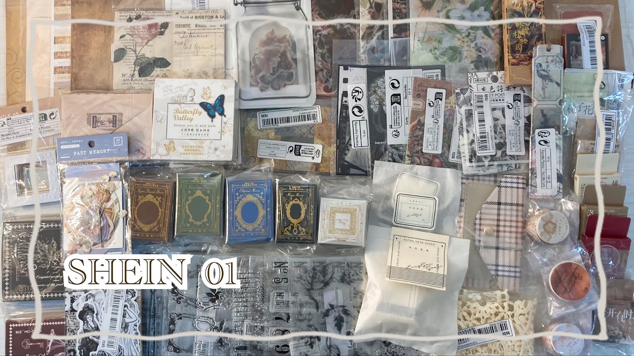 【SHEIN haul 】お祝い！17677円コラージュ素材購入品  (ASMR＊紙の音＊雨の音＊紙もの＊stationery haul＊unboxing)
