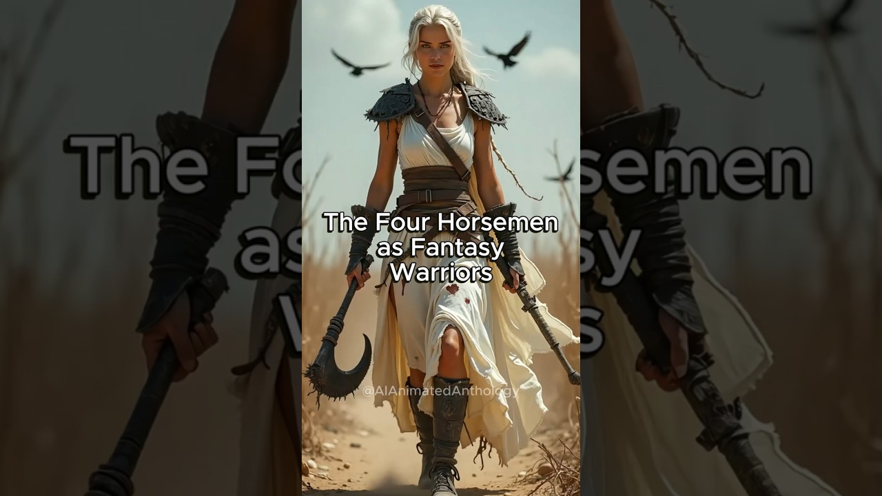 The Four Horsemen of the Apocalypse as Fantasy Warriors #fourhorsemen #ai #aivideo #animatedshort