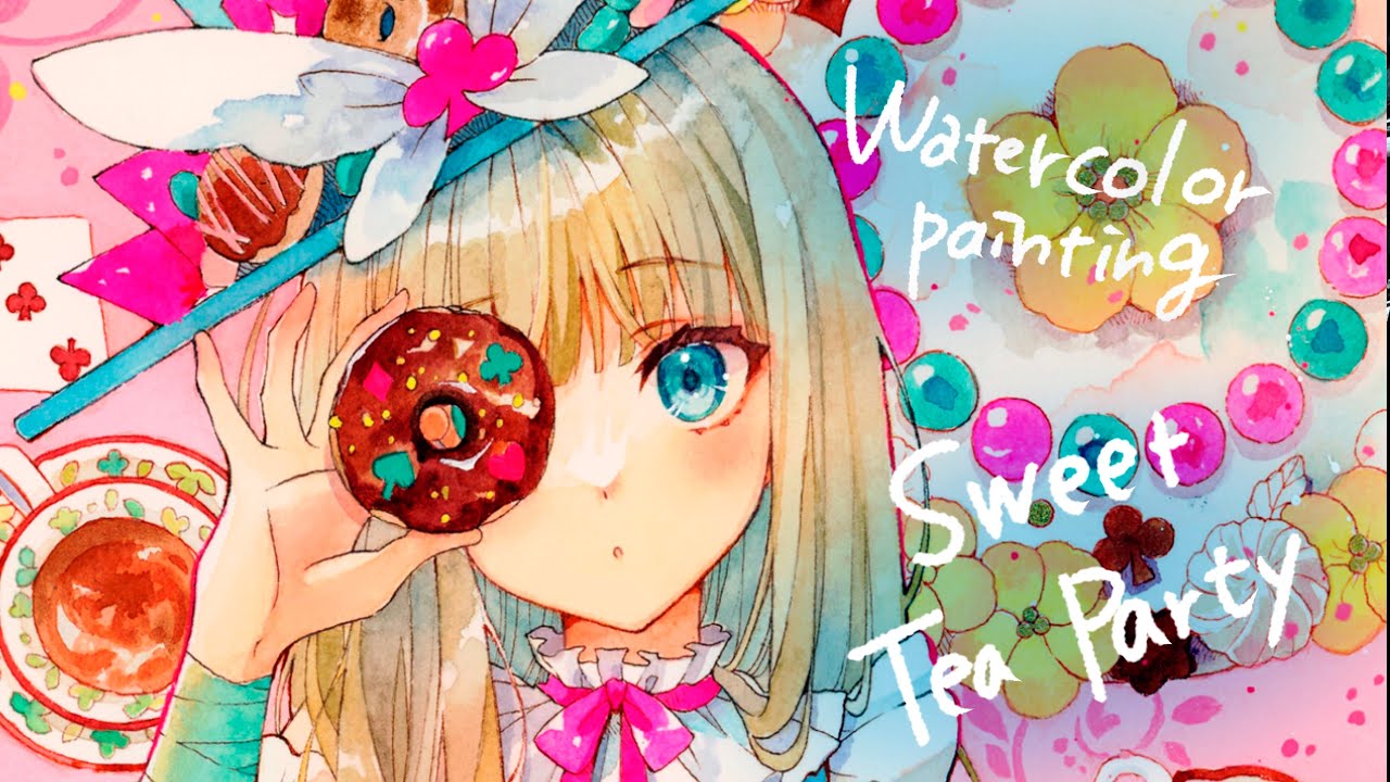 【透明水彩】Watercolor アリスを描く　イラストメイキング