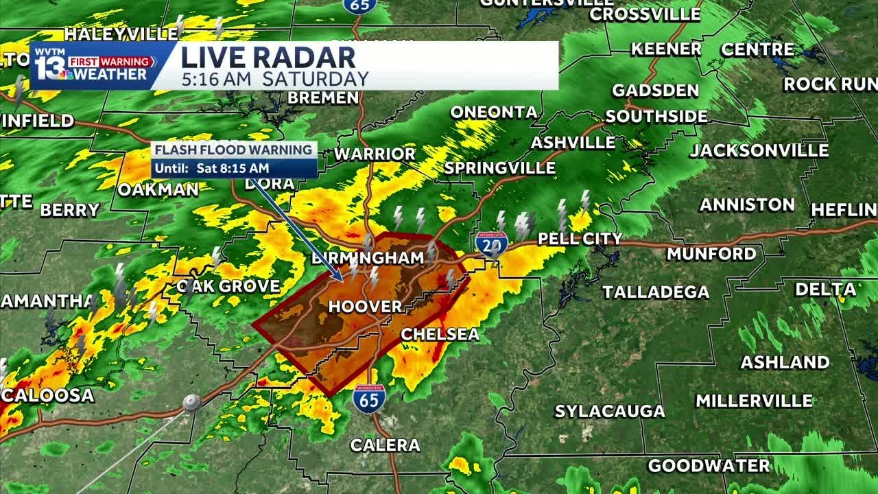 Tornado Watch and Flash Flood Warning in effect as storms cross Alabama