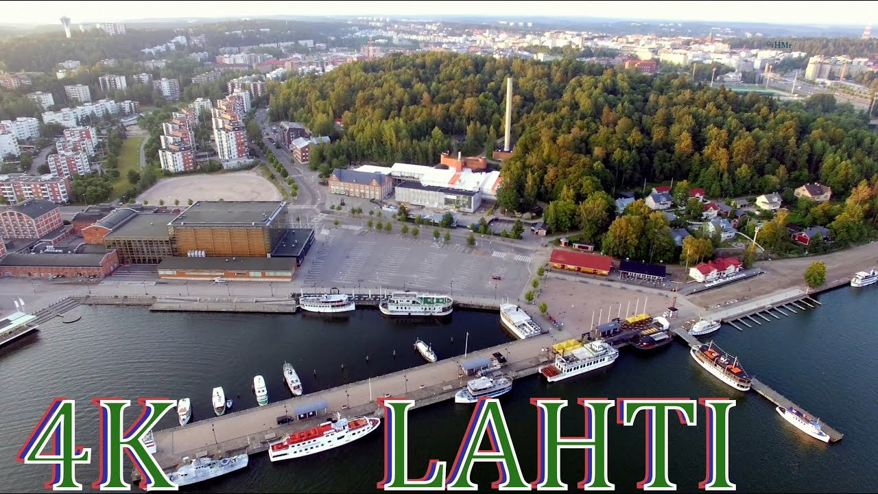 LAHTI Finland from air  4K at morning dawn