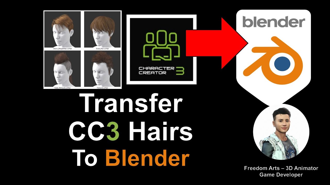Character Creator 3 hairs to Blender - Full Tutorial