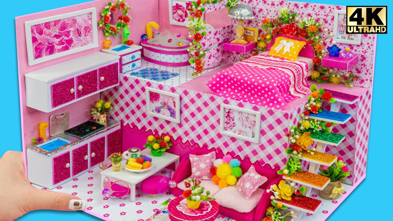 DIY Cute Cardboard House #26 ❤️ Make Pink Cute House with bedroom, bathroom, kitchen, living room