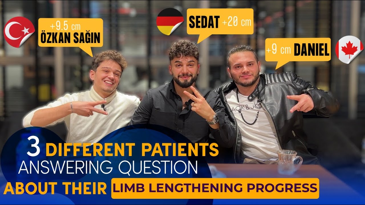 THREE DIFFERENT PATIENTS ANSWERING QUESTIONS ABOUT THEIR LIMB LENGTHENING PROGRESS