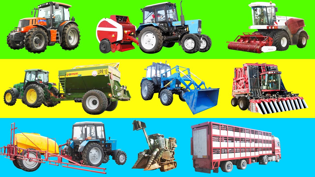 Сельхозтехника для детей. Мультик про комбайн и трактор. Спецтехника для фермы