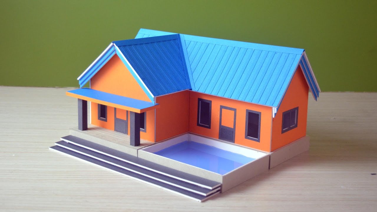 Wow ! Making a beautiful  foam / sun board house with a realistic swimming pool