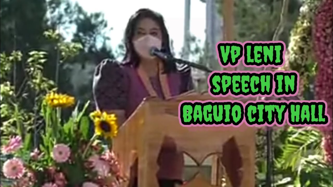 Vice President Leni Robredo delivers a speech on her visit at Baguio City Hall