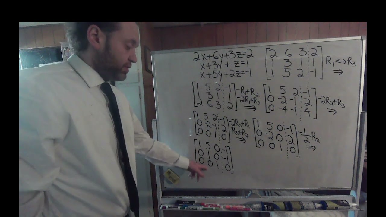 Using Matrices to Solve 3 Variable Systems of Equations Part 2