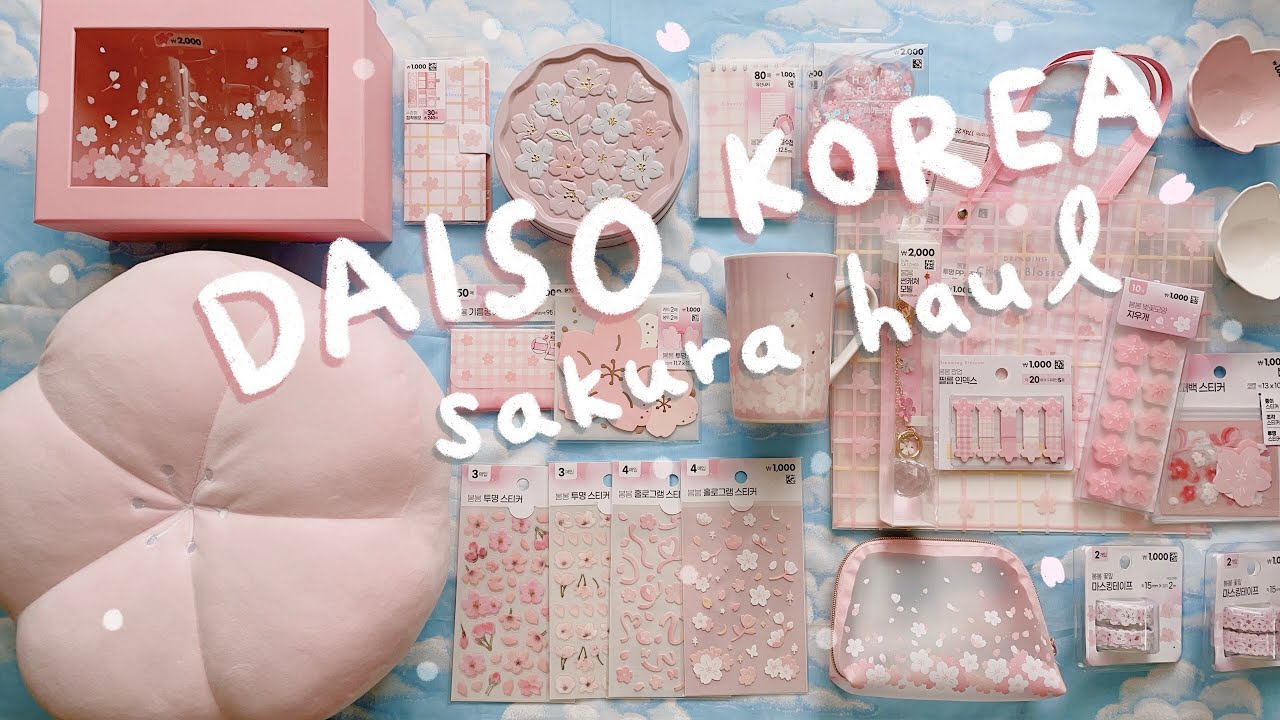 Daiso Korea Sakura Haul 2021 🌸 (stationery, home goods, etc.) | Rainbowholic
