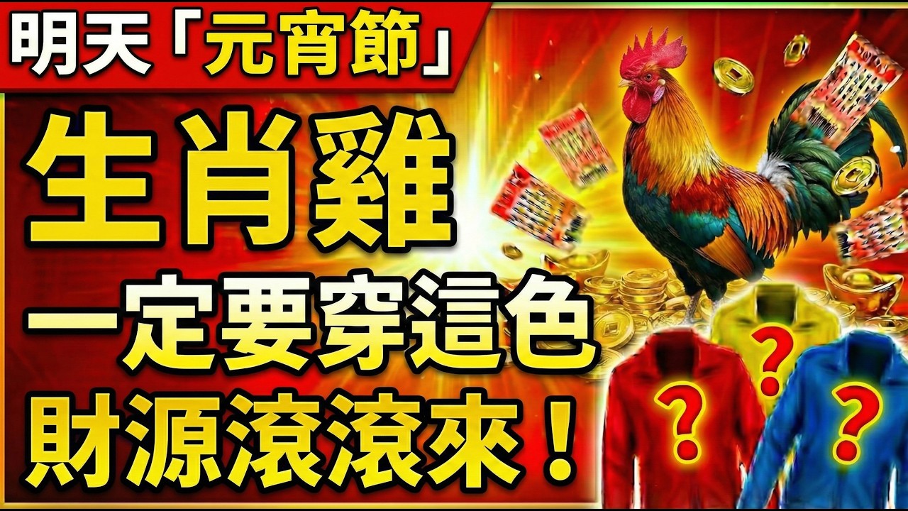 【生肖雞】明天3月3號正月十五「元宵節」，穿『這顏色』最旺財！讓你財源滾滾來！#屬雞2026運勢 #財運 #元宵節 #幸運色 #2026生肖雞運勢 #旺財顏色 #偏財運 #事業運 #感情運 #正月十五
