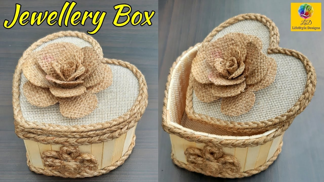 DIY Jewellery Box made from Jute Rope and Popsicle Sticks | Jute Jewellery Box | Pop Stick Crafts