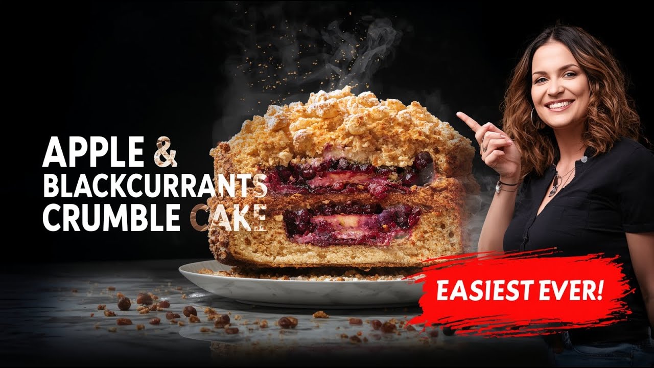 Apple & Blackcurrant Crumble Cake 🍎🫐 | Easy Homemade Dessert