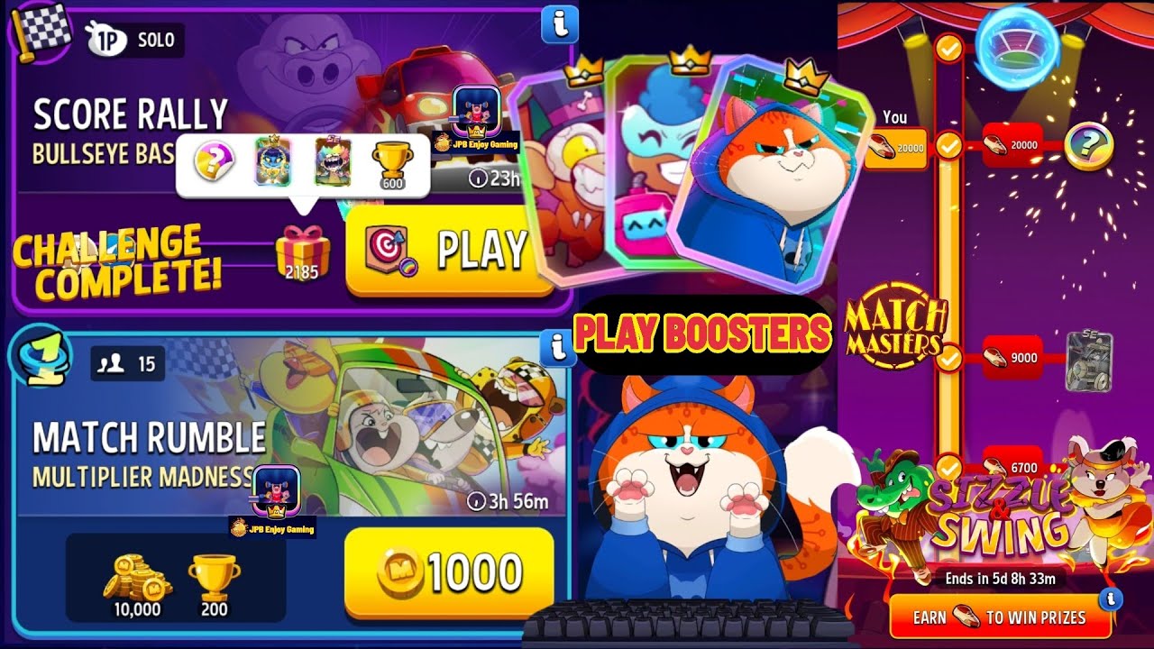 Bullseye Bash+Rainbow Solo Challenge Score Rally 2185Score Match Masters/Play 3Boosters Match Rumble