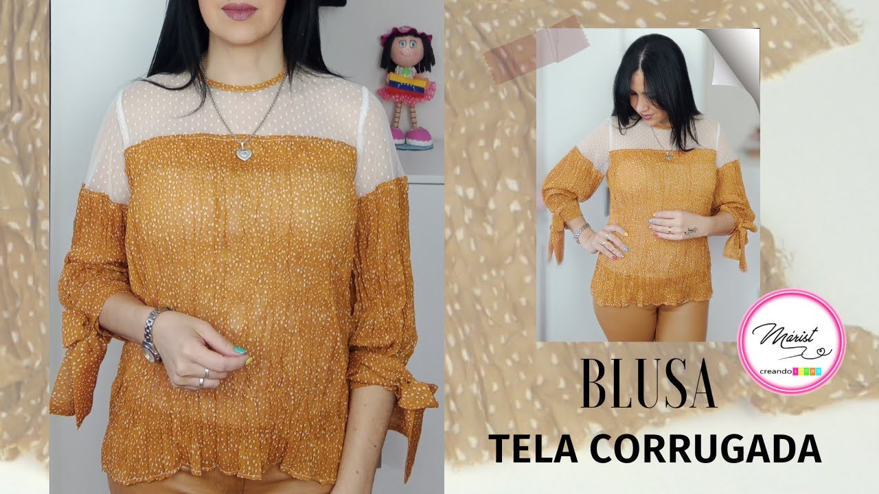 #53 BLUSA FABULOSA EN TELA CORRUGADA| DALE UN ASPECTO ORIGINAL A TUS PRENDAS 🤩