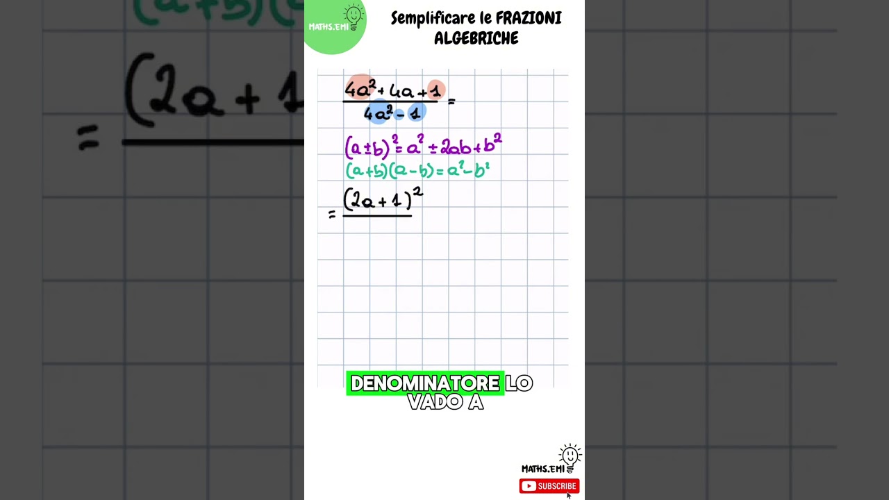 Semplificare una frazione algebrica con fattorizzazione: metodo facile! | #frazioni #algebra