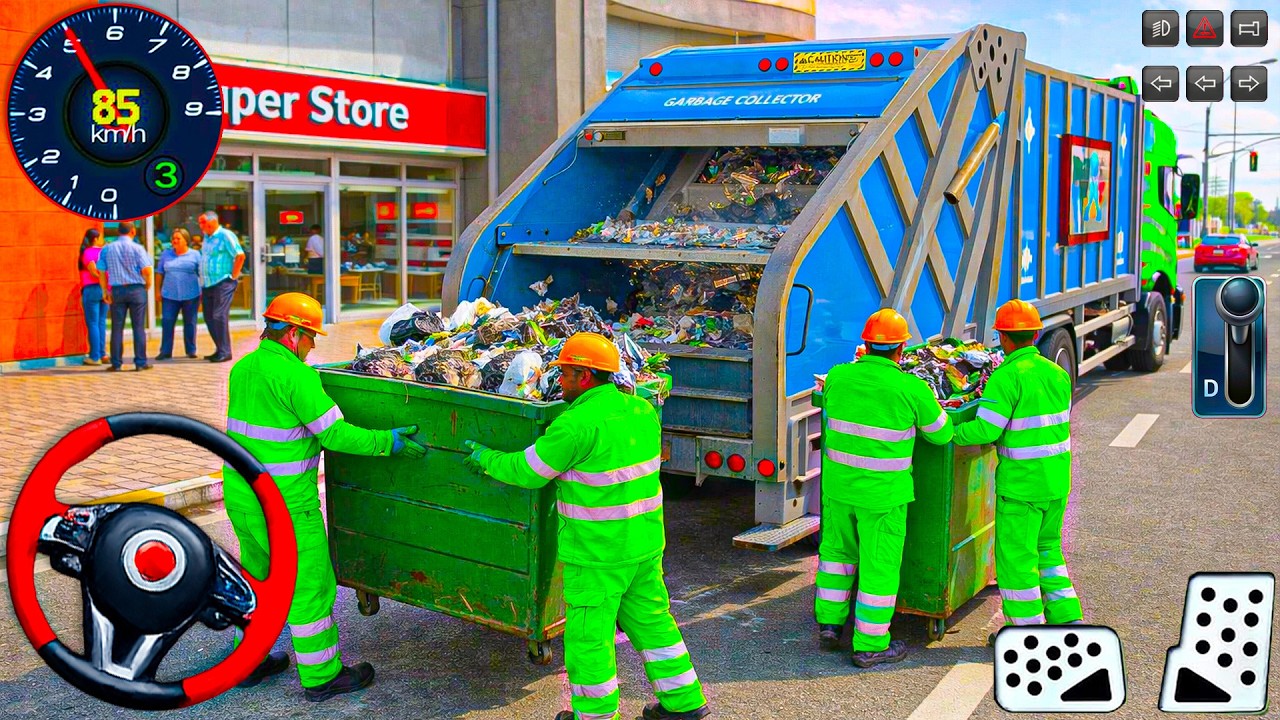 Garbage Truck Driving Games 3D: City Road Garbage Pick Trash Truck simulator - android gameplay