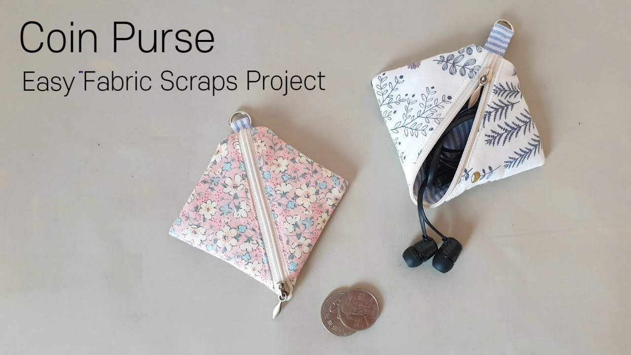 DIY 자투리 원단으로 동전 지갑/이어폰 케이스 만드는 쉬운 방법 - How to make a cute coin purse out of fabric scraps