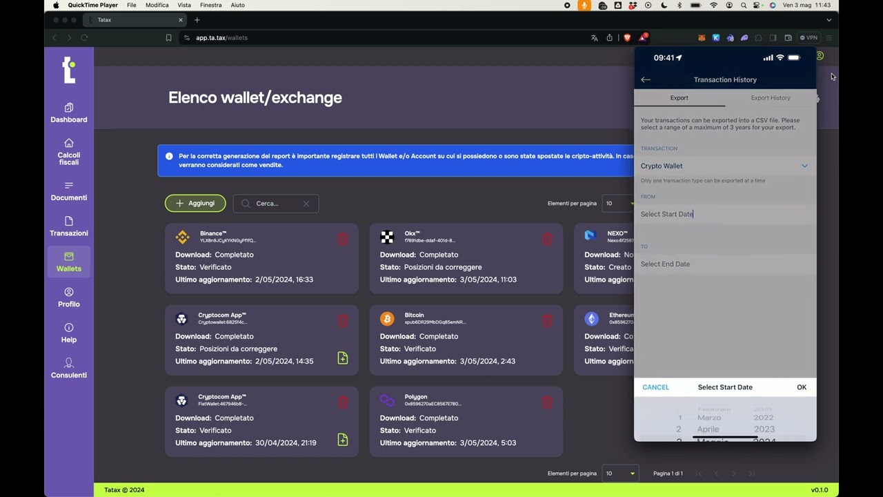 Come GENERARE REPORT FISCALE su CRYPTO.COM APP | Estrazione TRANSAZIONI CSV, importazione su TATAX