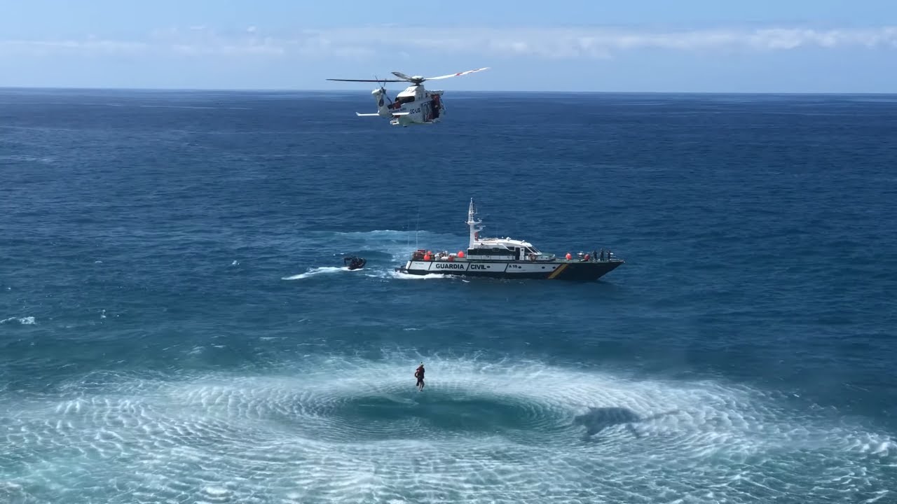 Helicopter Rescues a Stranded Swimmer in Tenerife | Coast Guard Quick Reaction Save Lives! | 4K