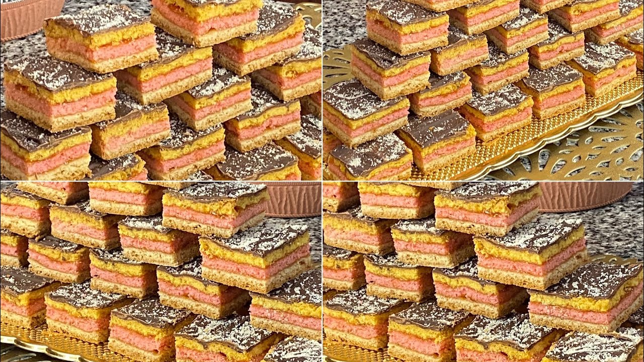 Gâteau sec 3 couches //DZ// ✔ حلوة الطبقات الاقتصادية ذوق خيالي حلوة جافة بالمعجون تقطع كمية كبيرة