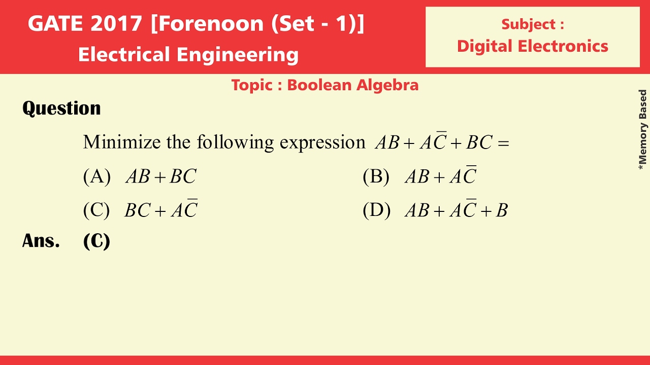 GATE 2017 Solution, Set 1, Electrical Engg. l Digital Electronics