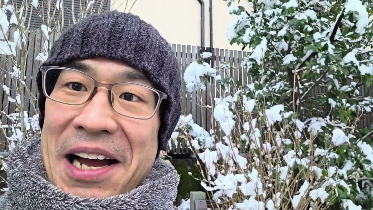 『選挙に行く前に、雪の向山庭園』三遊亭はらしょう練馬ガイド