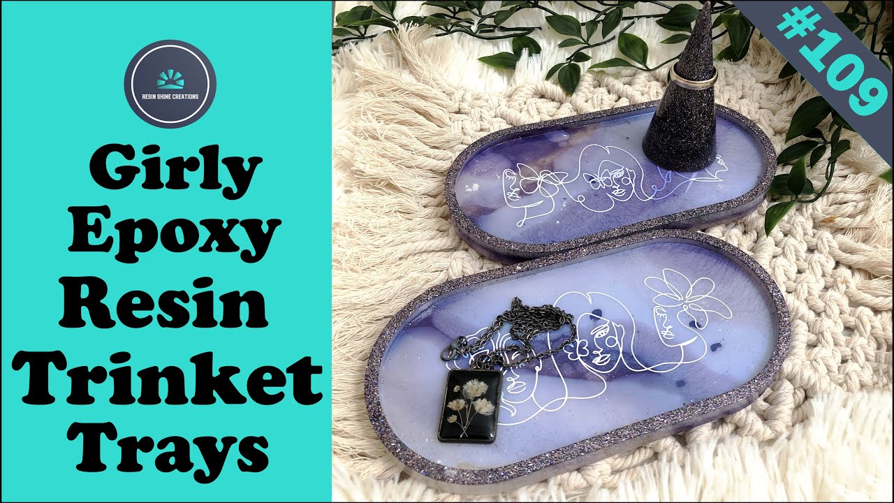 Girly epoxy resin trinket trays