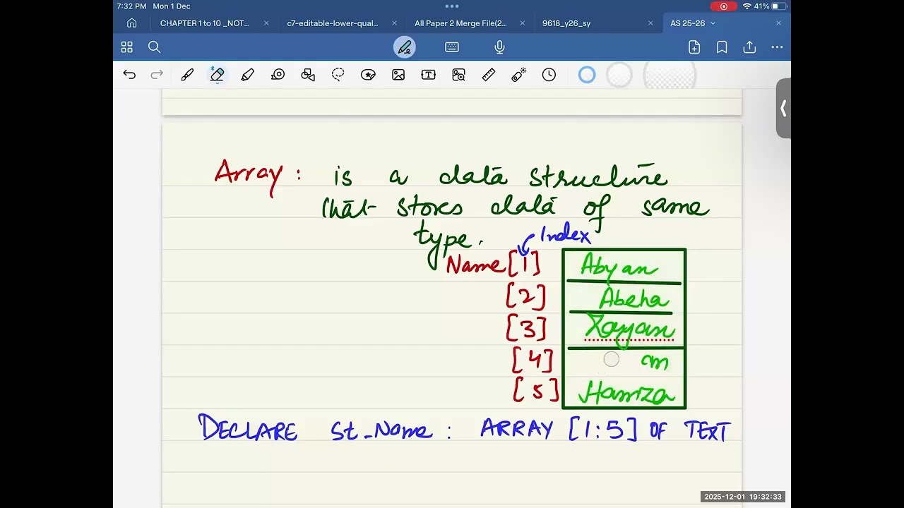 COMPUTER SCIENCE 9618 - Arrays | Class 12
