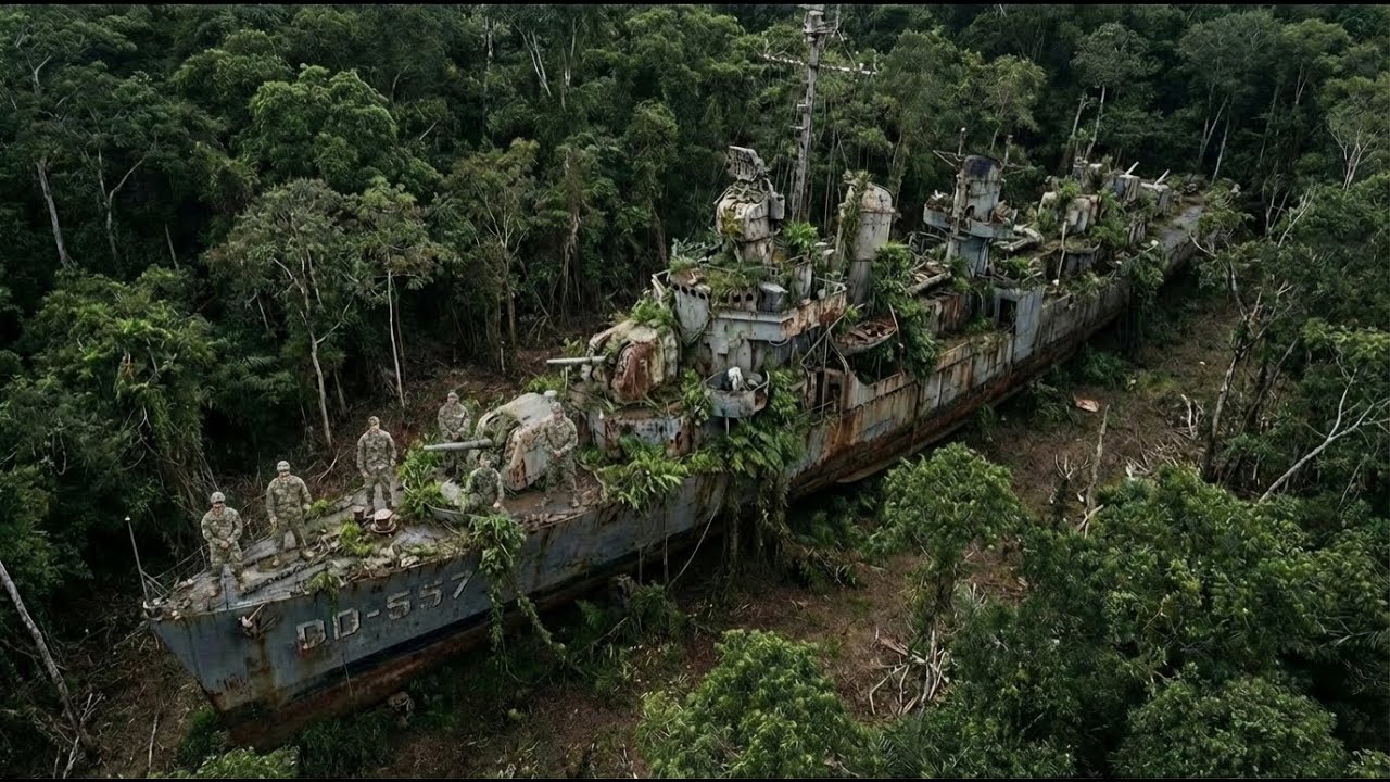 Soldiers repair 100-year-old battleship in the jungle to get accommodation