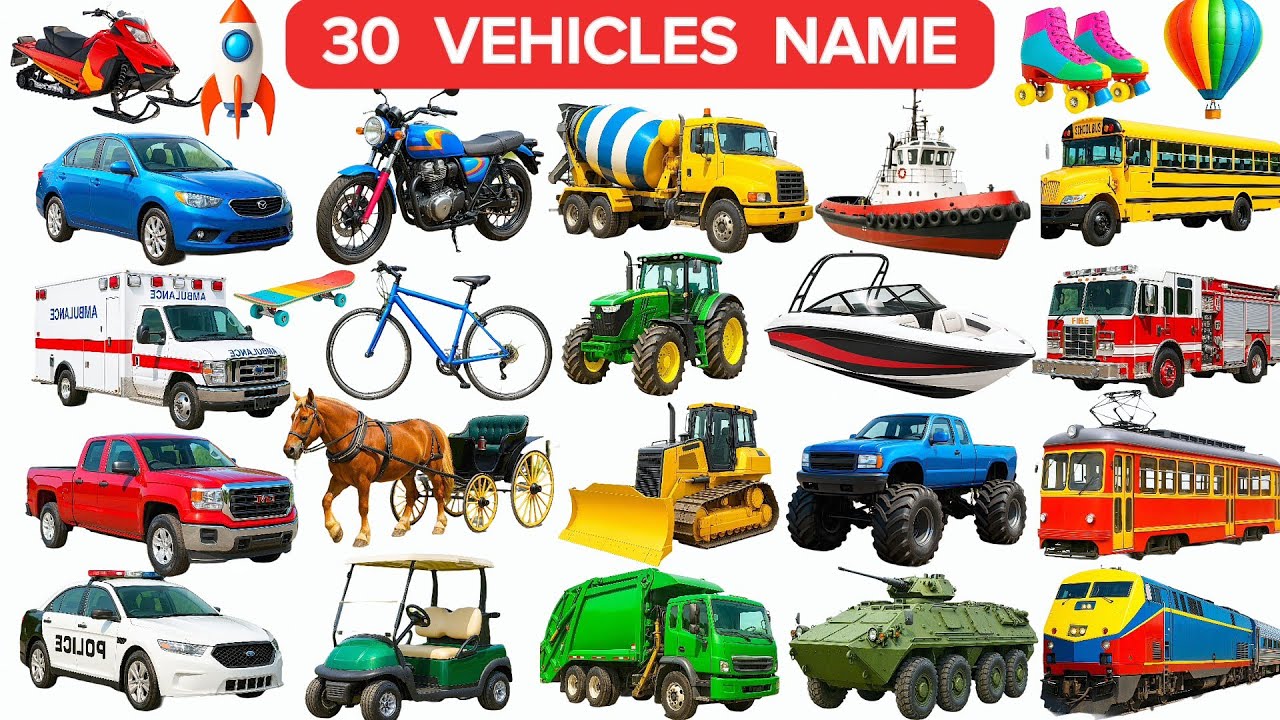 Vehicles Name for Kids | Learn Vehicle Names in English | Learn Transports Vehicles Toys & Real 