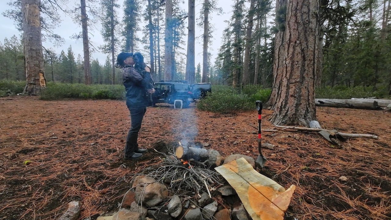 Cozy Hot Tent Camping Night Under the Stars – Central Oregon Mountains with My Dogs