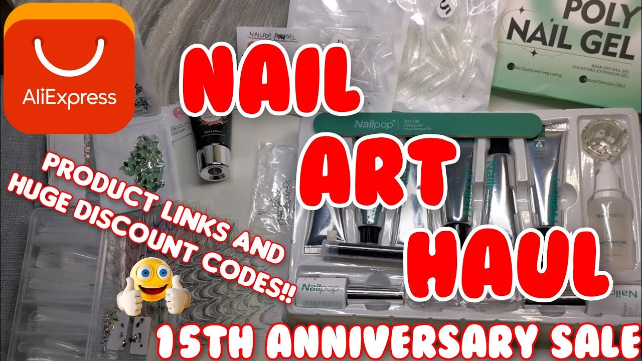 ALIEXPRESS NAIL ART HAUL Huge discount codes & product links | Polygel, French nails tips, dual form