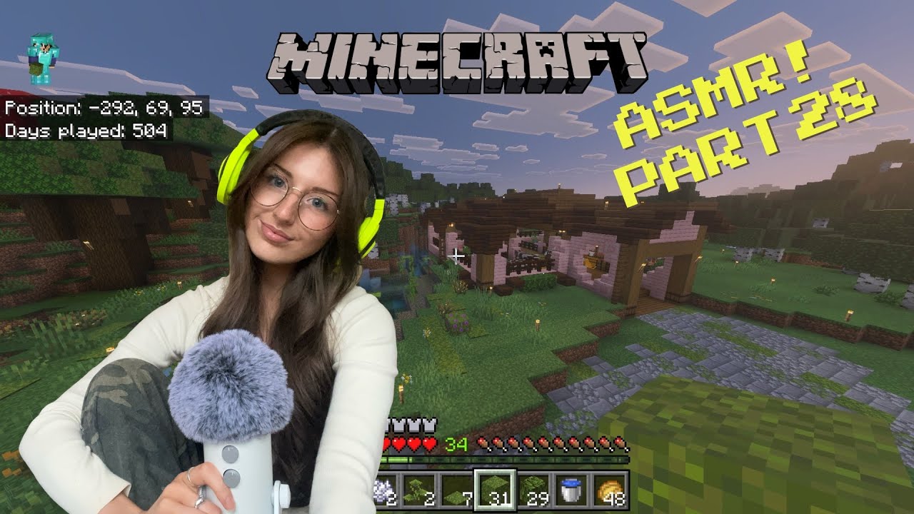 ASMR 1+ hour Minecraft long play!🪷 (PS5 controller sounds and whispering) 