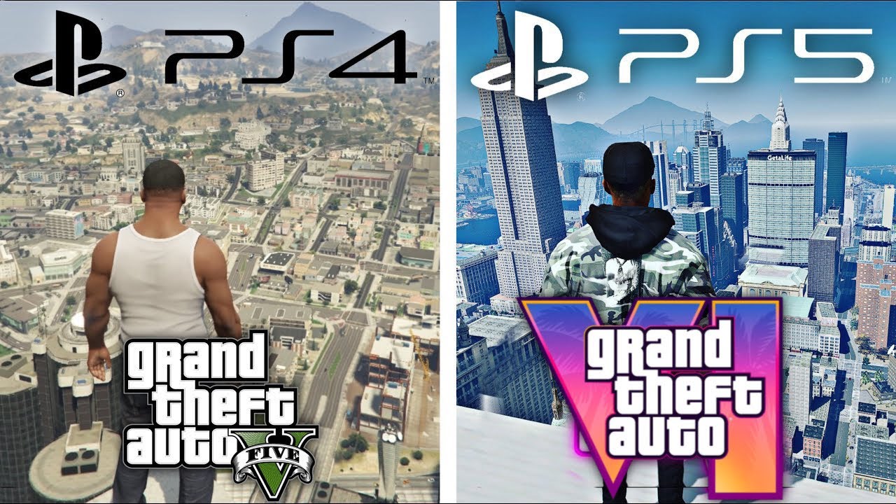 GTA 6 VS GTA 5 | PS5 VS PS4 Графика | Сравнение GTA VI VS GTA V (4K 120FPS)