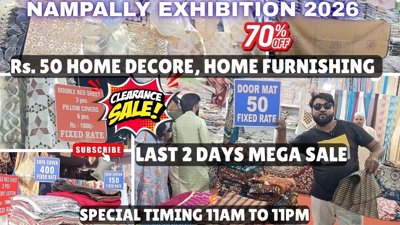 Up To 70% OFF 🔥 Rs.50 Home Furnishing Sale | Numaish End Sale | Nampally Exhibition 2026#exhibition