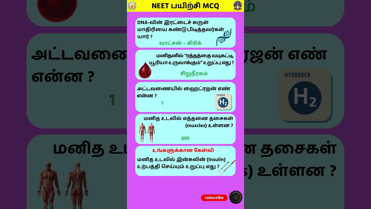 🩺 Daily NEET Tamil 2025 | Must-Know Biology, Physics & Chemistry Questions | NEET Quiz #shorts