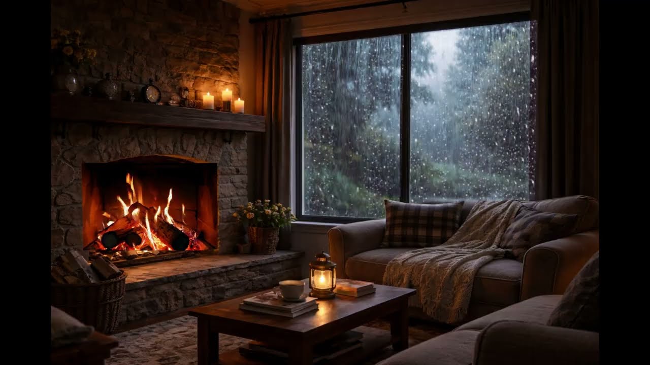 A Quiet Evening with Marley 🐾– 🏠 Relaxation, Fireplace Crackling & Soft Rain 🌧️ | Marley Home